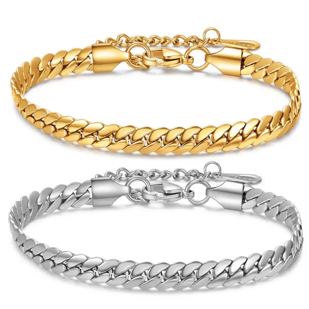 Stainless Steel Bracelets for Men and Women, Gold and Silver Color, Thick Chain